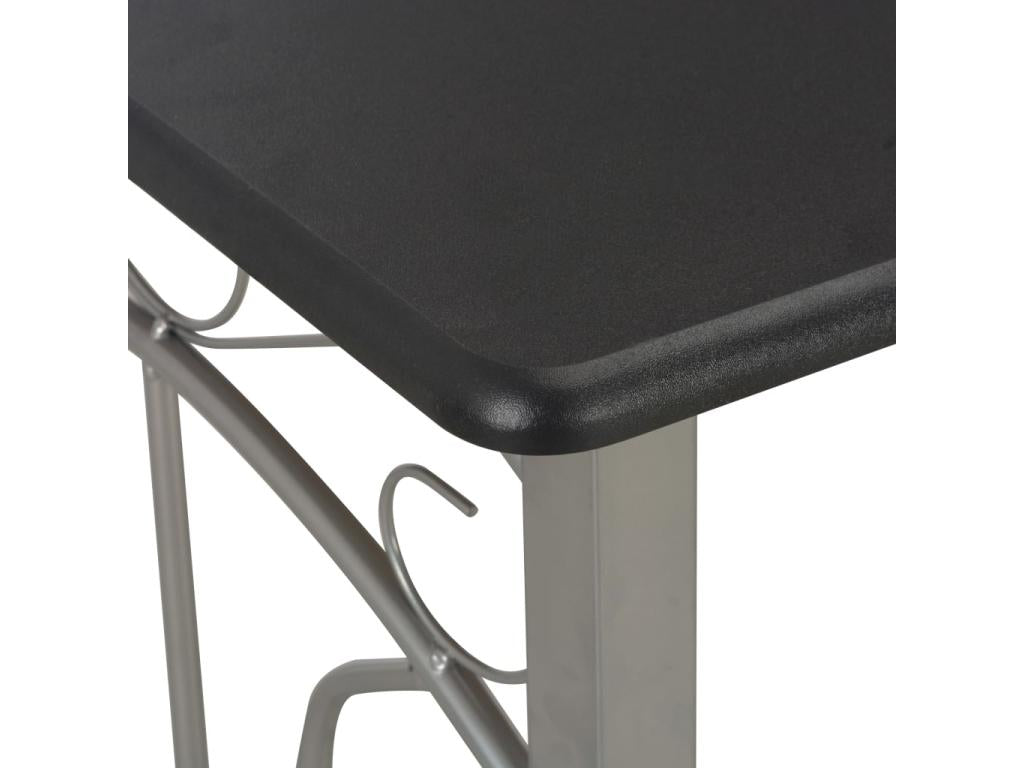 3-piece bar set, wood and steel, black