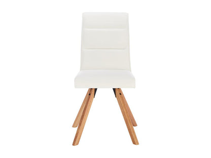 Set of 2 chairs in faux leather and rubberwood - White - Meublita