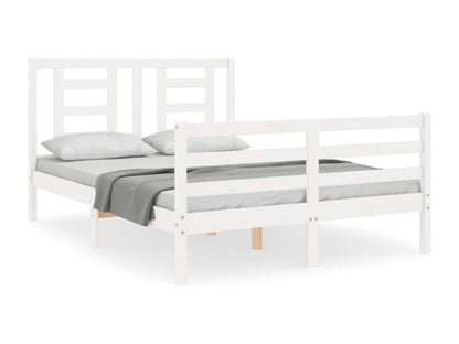 Bed frame with white headboard, 140x190 cm, solid wood