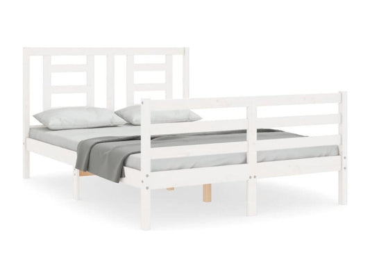 Bed frame with white headboard, 140x190 cm, solid wood