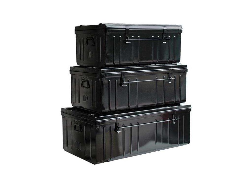 Premium black steel storage canteen, set of 3, 95, 130 and 175 liters