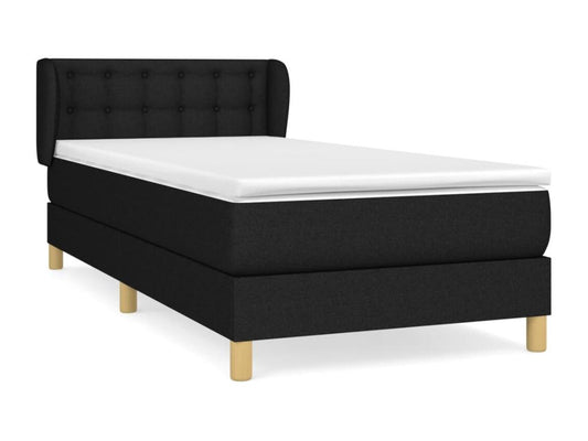 Upholstered bed base with mattress, black, 100x200 cm, fabric