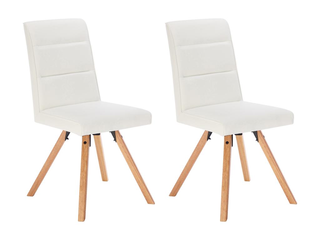 Set of 2 chairs in faux leather and rubberwood - White - Meublita