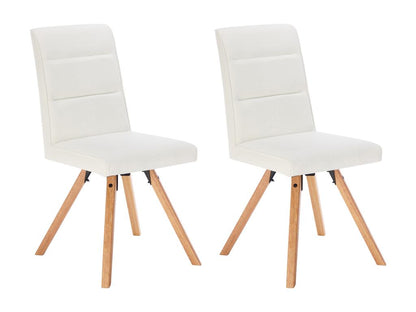 Set of 2 chairs in faux leather and rubberwood - White - Meublita
