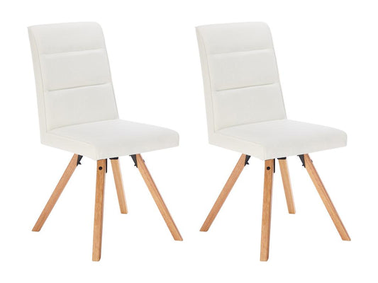 Set of 2 chairs in faux leather and rubberwood - White - Meublita
