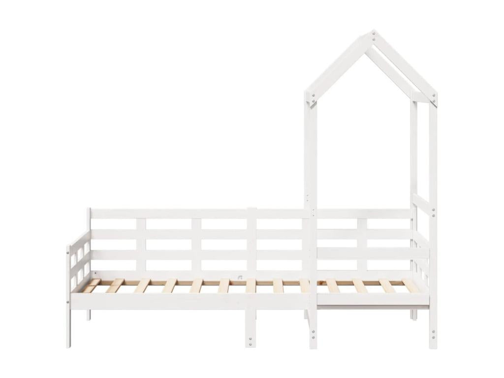 Daybed with canopy, mattress not included, white, 90x190 cm, solid wood