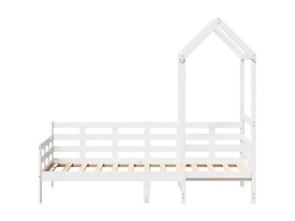 Daybed with canopy, mattress not included, white, 90x190 cm, solid wood