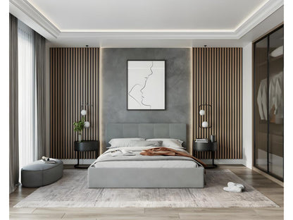 Meublita 160x200 Storage Bed - Slatted Base Included - Light Grey