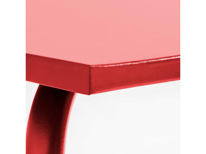 Square garden table in red metal - Meublita