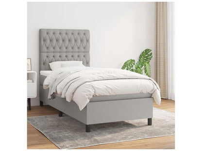 Meublita bed base with light grey 90x200 mattress, fabric