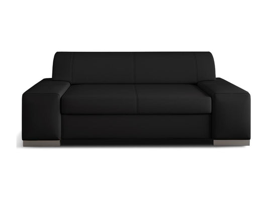 Minimalist 2-3 seater sofa in black faux leather, Meublita, 190cm