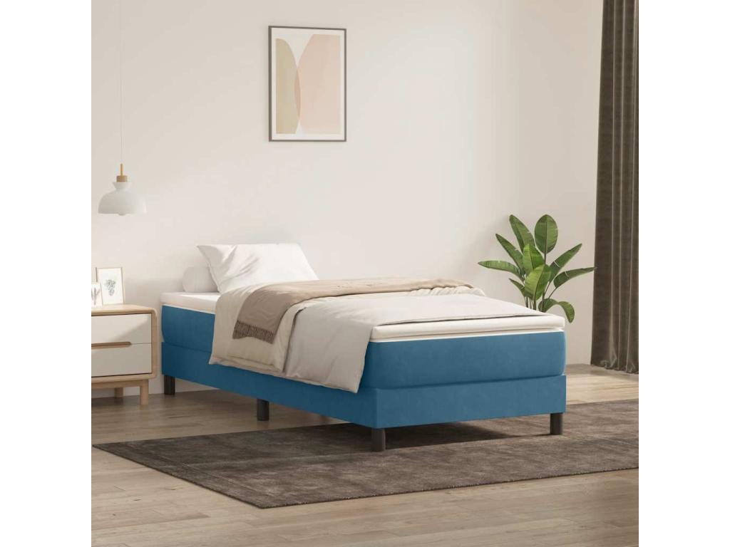 Meublita bed base and dark blue 80x220 cm velvet mattress