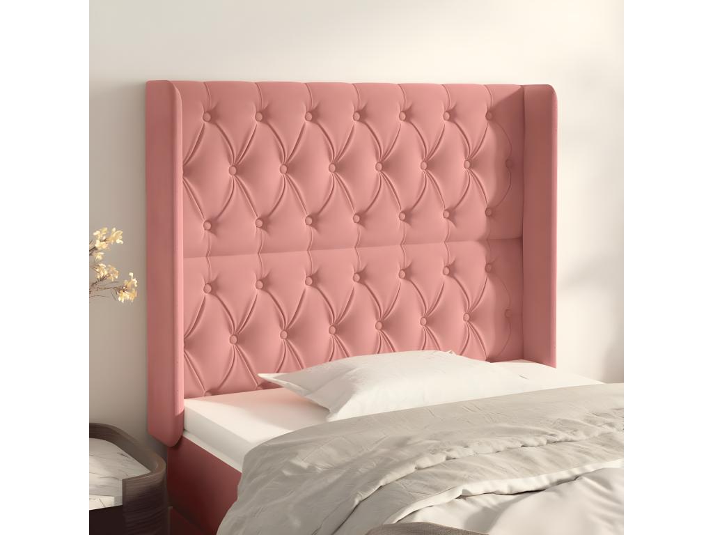Headboard with wings, Pink, 93x16x118/128 cm, Velvet