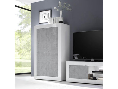 Meublita - 4-Door Storage Unit, White Lacquered Finish and Concrete Look