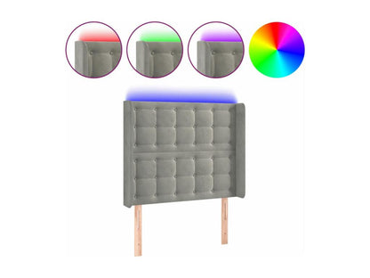 Light Grey LED Headboard 93x16x118/128 cm Velvet