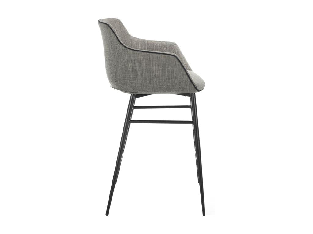 Meublita high chair in grey fabric with black steel legs - Set of 2 - Colour: Meublita 71 Light Grey