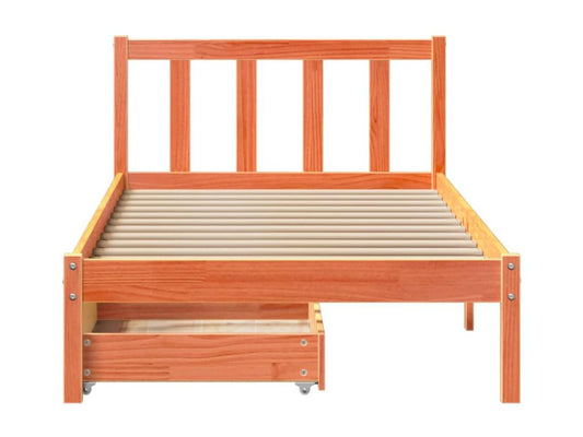 Bed frame without mattress brown wax 90x190 cm solid pine wood