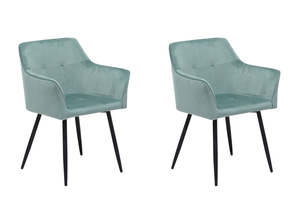 Set of 2 Meublita dining chairs in mint green velvet