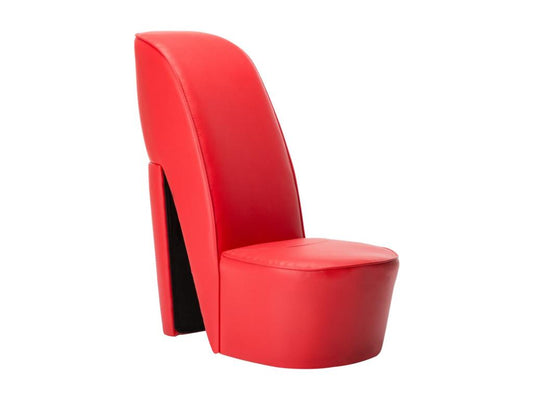 High-heeled shoe-shaped chair, red faux leather
