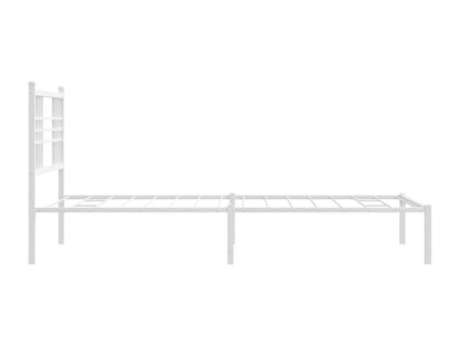 Metal bed frame with white headboard, 100x190 cm