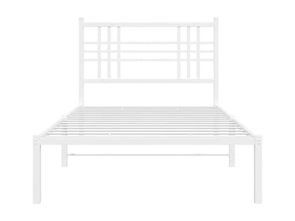 Metal bed frame with white headboard, 100x190 cm