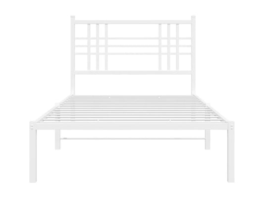 Metal bed frame with white headboard, 100x190 cm
