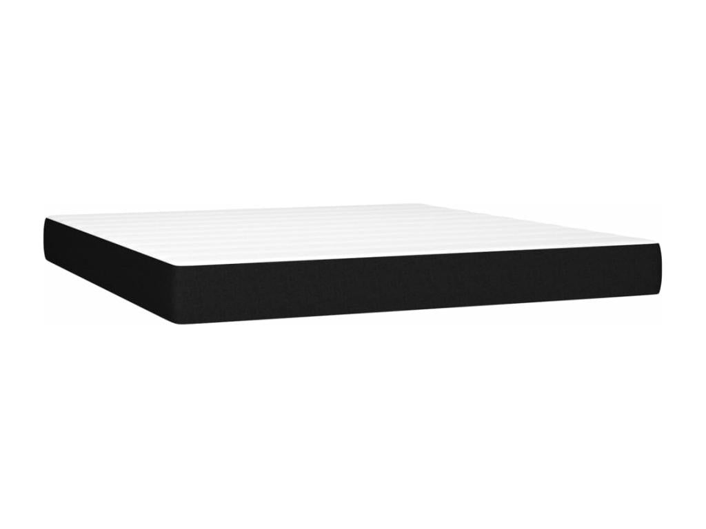Upholstered bed base with mattress, black, 180x200 cm, fabric