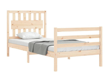 Bed frame with simple solid wood headboard