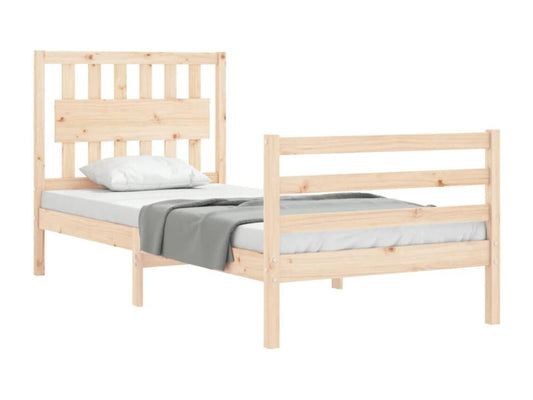 Bed frame with simple solid wood headboard