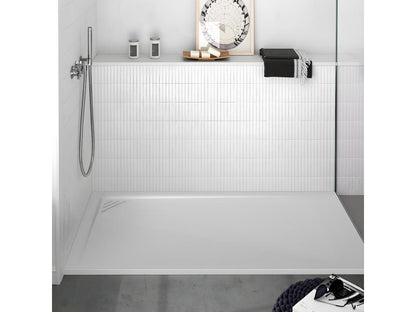 White shower tray with smooth finish, Meublita colored grate - 150x70 cm
