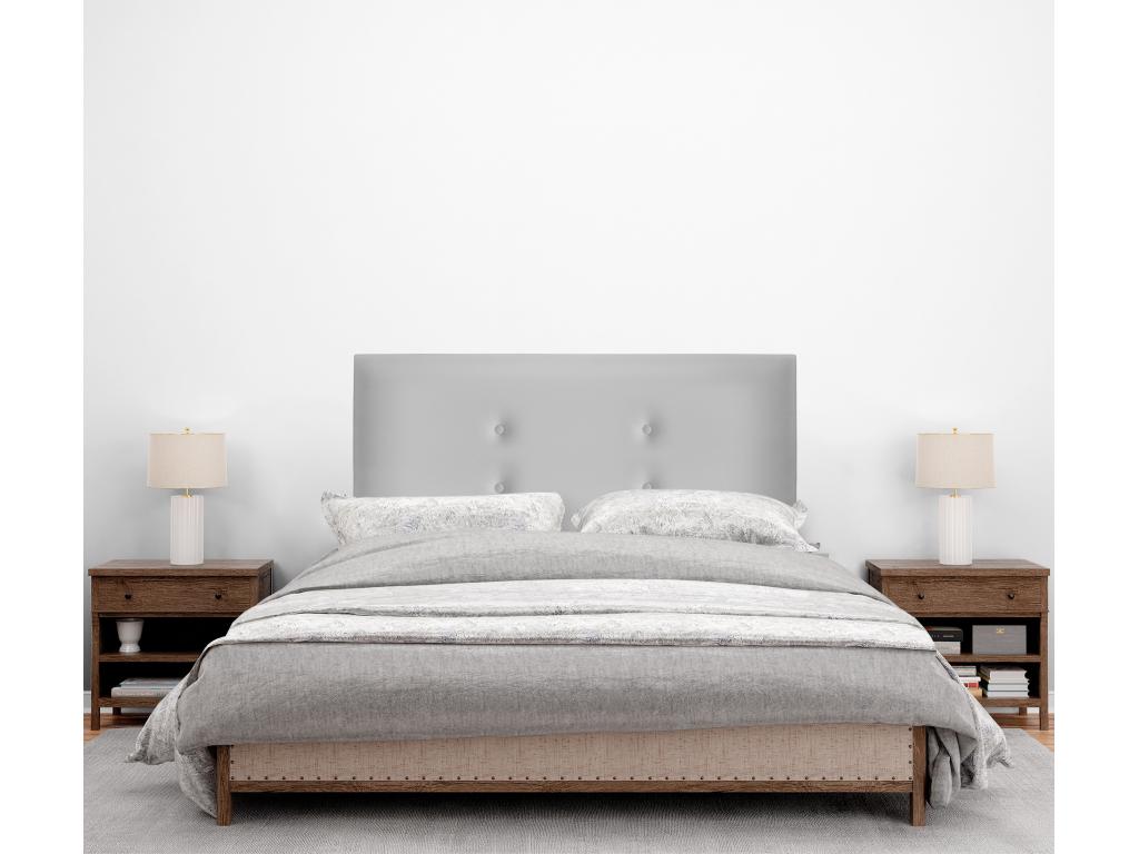 Meublita Faux Leather Headboard with 2 Buttons, 110x105cm, with Legs, 105cm Beds - Light Grey