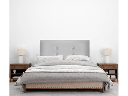 Meublita Faux Leather Headboard with 2 Buttons, 110x105cm, with Legs, 105cm Beds - Light Grey