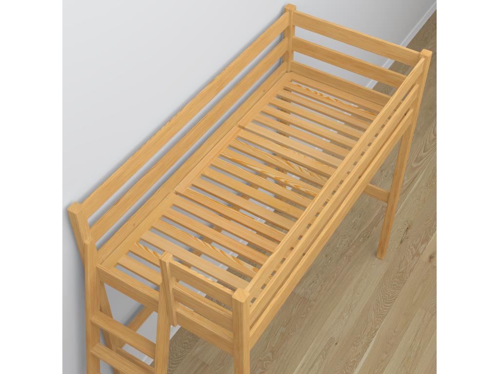 Wooden loft bed - with desk N02 Natural Pine 120x180