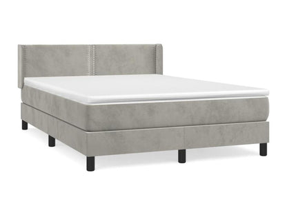 Upholstered bed base and mattress, light grey, 140x190cm, velvet