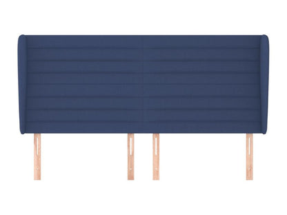 Headboard with wings, Blue, 203x23x118/128 cm, Fabric