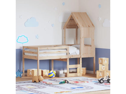 High bed without mattress 90x190 cm solid pine wood