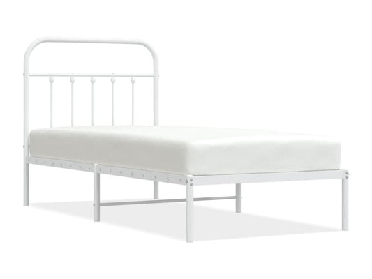 Metal bed frame with white headboard 90x190 cm