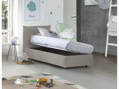 Vertchez Single Bed Storage Bed with Fabric Upholstery Made in Italy Side Opening Suitable for 80x190 cm Mattress Beige