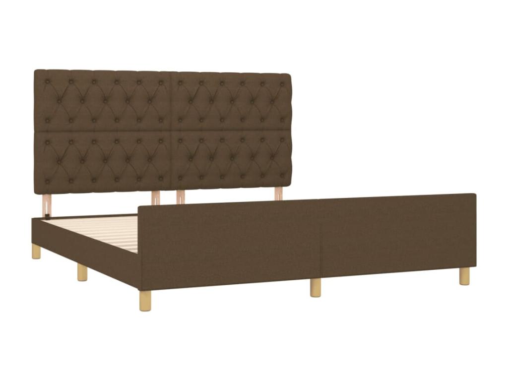 Bed frame with headboard, dark brown, 160x200 cm, fabric