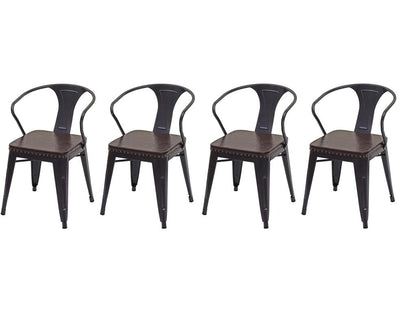 4x Dining Room/Kitchen Chairs in Synthetic and Metal, Industrial Style, Brown/Black CDS04551