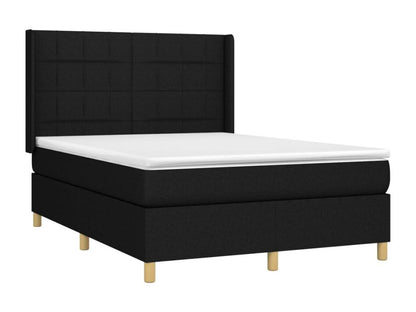 Upholstered bed base with mattress, black, 140x200 cm, fabric