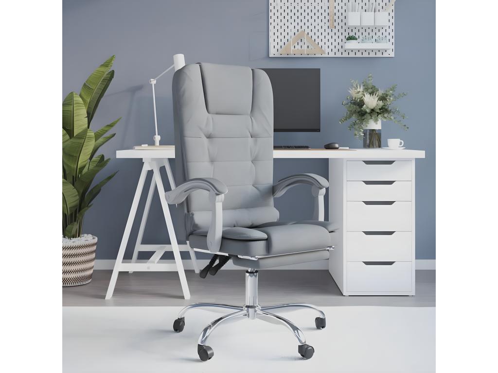 Light Grey Fabric Reclining Office Massage Chair