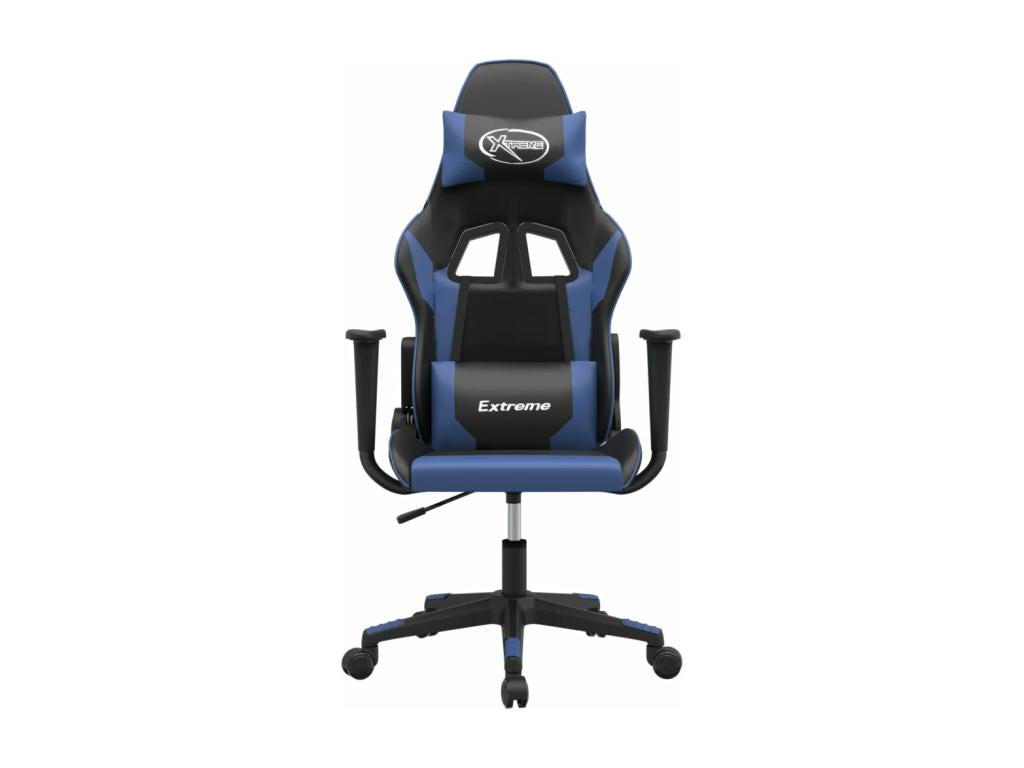 Black and blue faux leather gaming chair