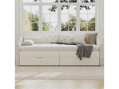 Trundle bed, single bed 90x200 cm with drawer, white