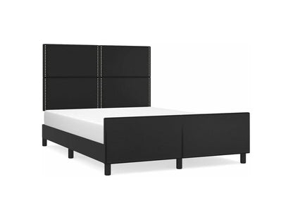 Black bed frame with headboard, 140x200 cm, faux leather