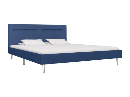 Bed frame with blue LED lighting, fabric, 180x200 cm