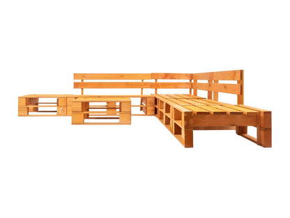 6-piece pallet garden sofas, honey brown wood