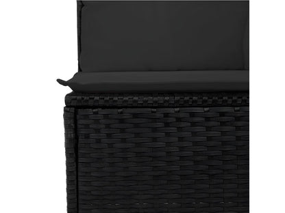 8-piece garden furniture set with cushions, black woven resin