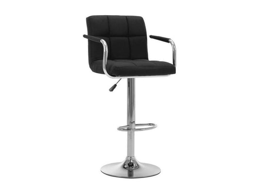 Meublita black fabric bar stool with chrome metal legs