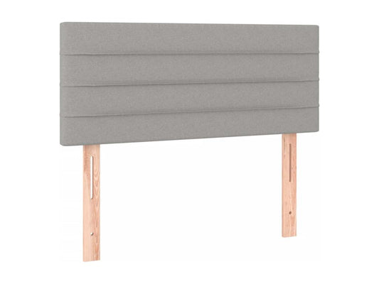 Upholstered bed base with mattress and LED light, light grey, 90x190cm, fabric